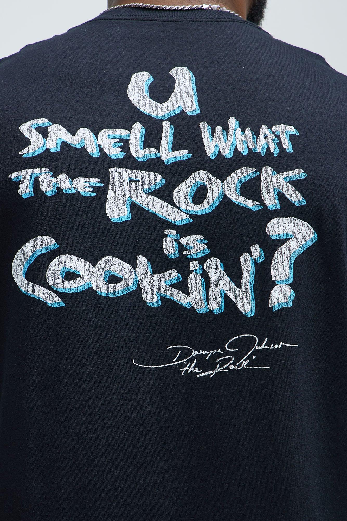 WWE U Smell What The Rock Is Cookin Short Sleeve Tee - Black Product Image