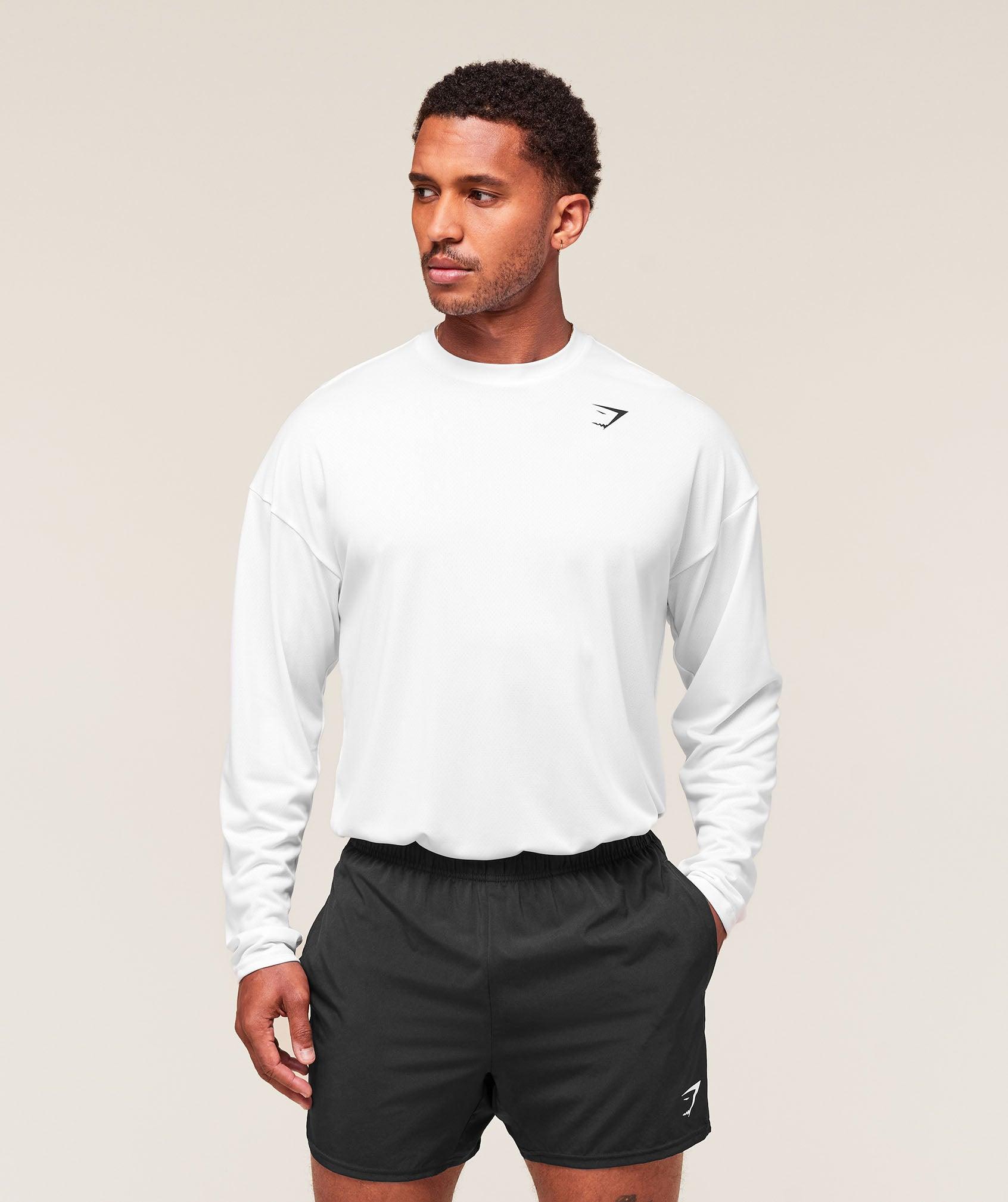 Gymshark Arrival Oversized Long Sleeve T-Shirt - White Male Product Image