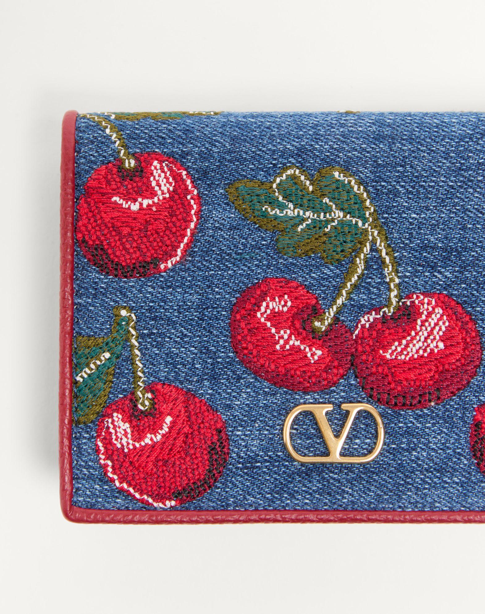 Vlogo Signature Denim Wallet With Cherryfic Embroidery Product Image