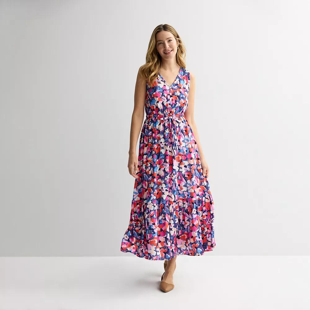 Women's Sonoma Goods For Life® Femme Button Bodice Maxi Dress, Size: XS, Blue Pink Floral Product Image