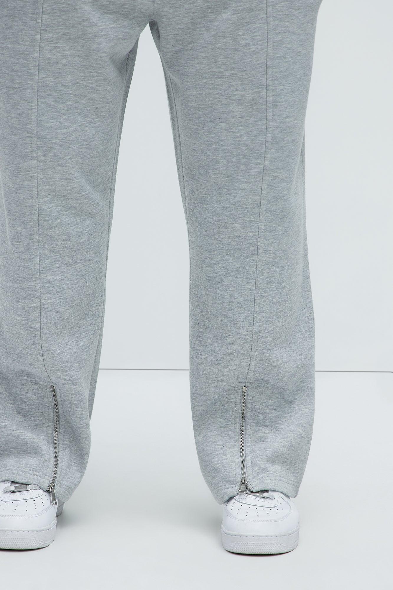 Tyson Elm Zip Hem Straight Sweatpants - Heather Grey Product Image