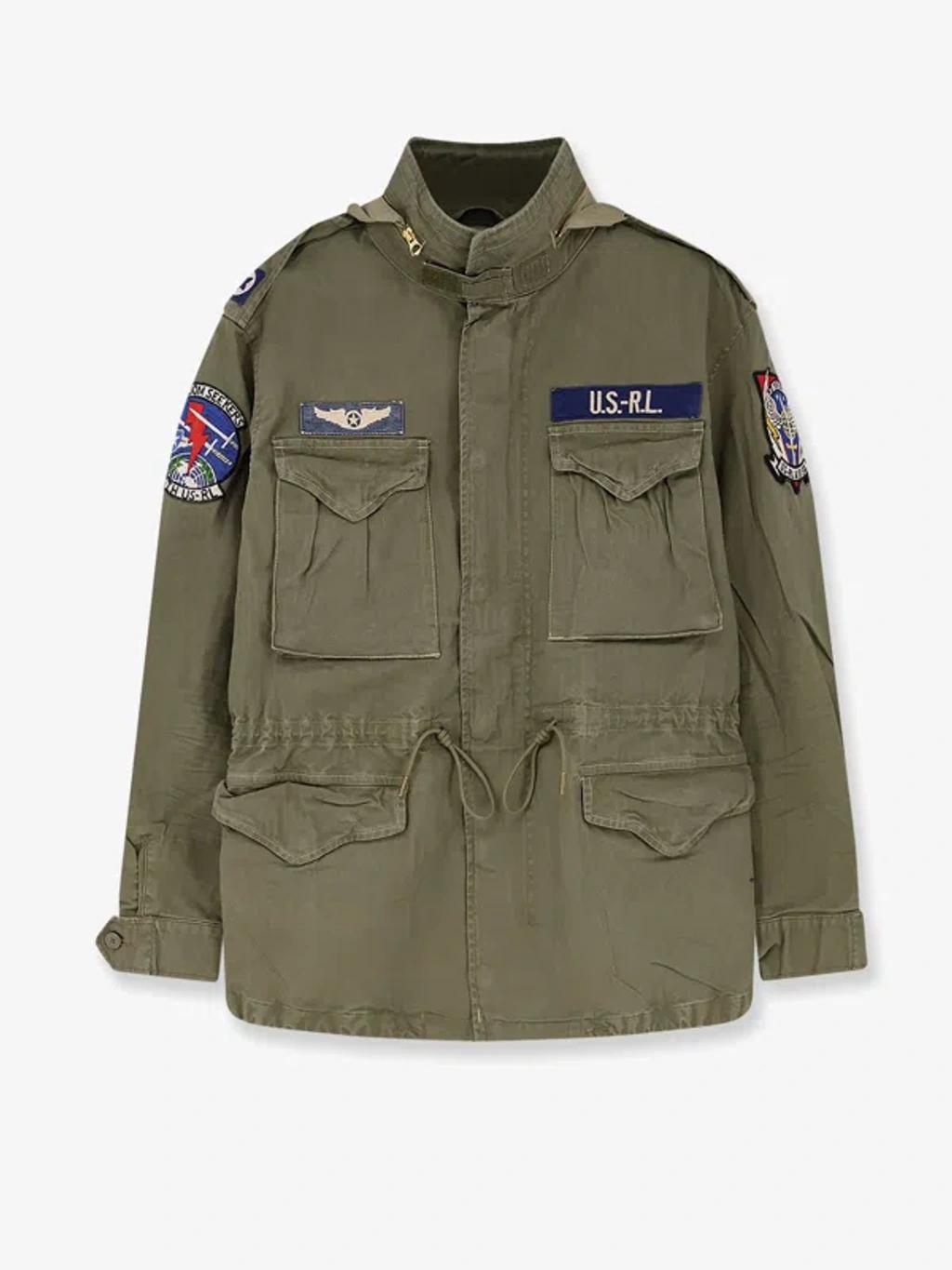 POLO RALPH LAUREN Cotton Denim Jacket With Front Logo Patch In Green Product Image