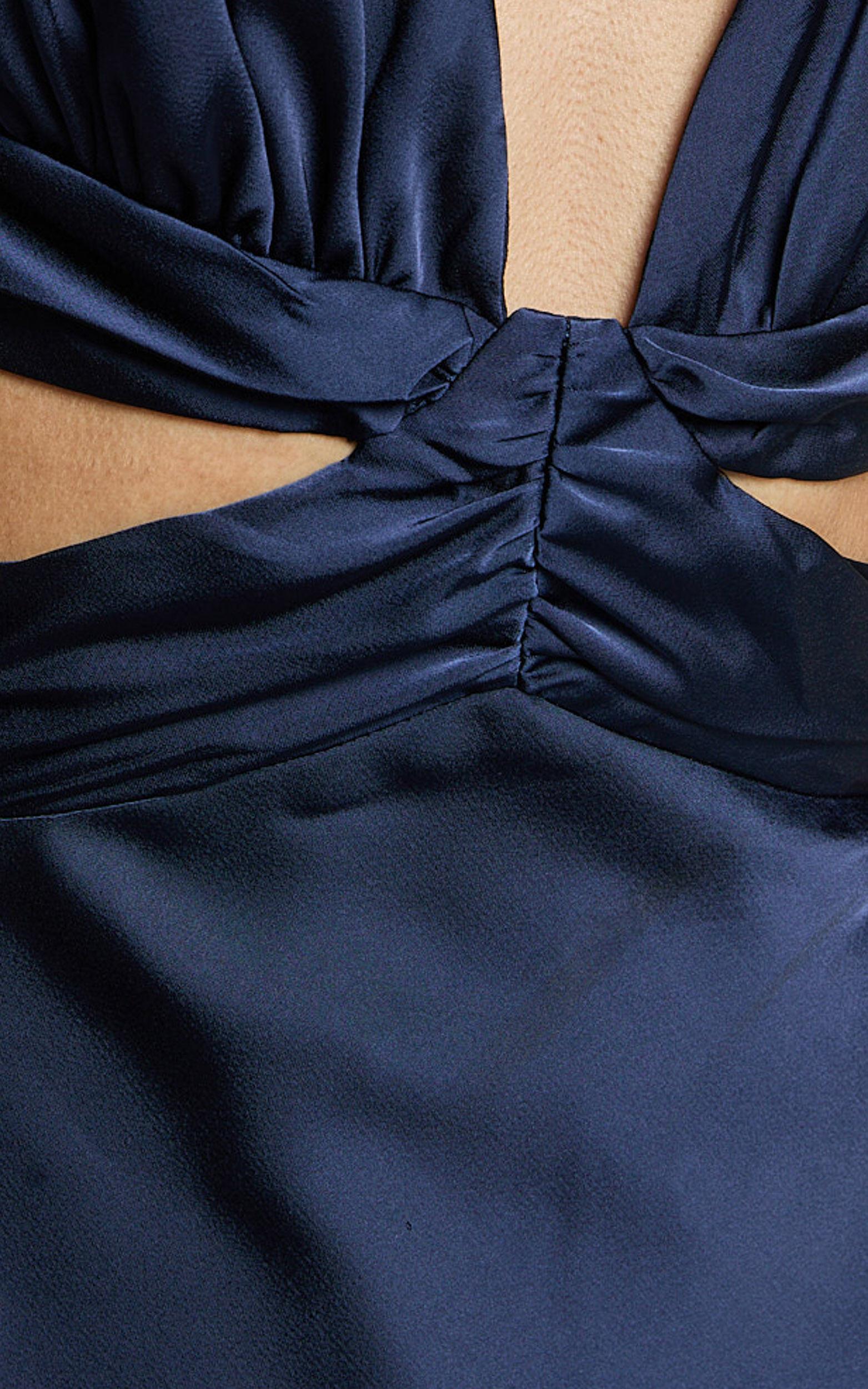 Adora Maxi Dress - V Neck Cut Out Dress in Navy Product Image