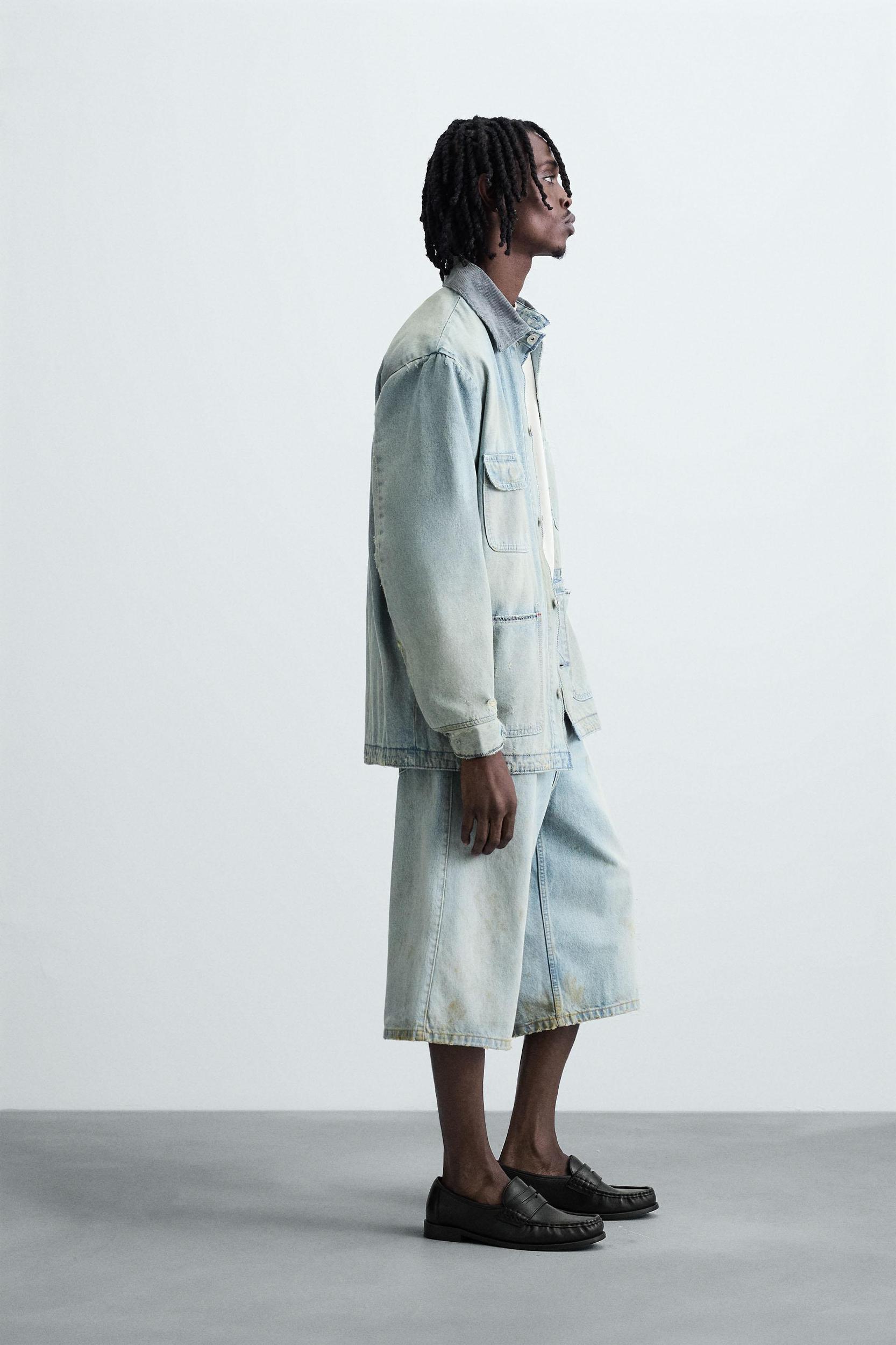 VINTAGE EFFECT BAGGY FIT DENIM SHORTS Product Image