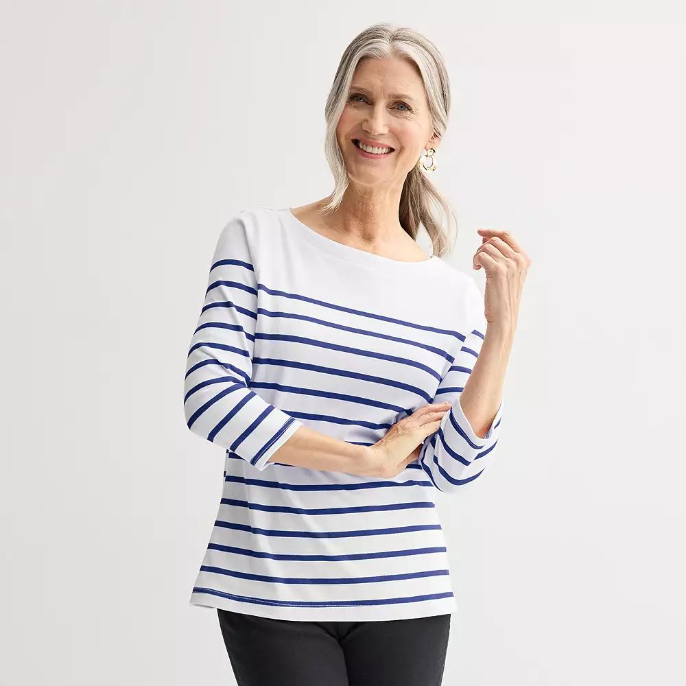 Women's Croft & Barrow® Boatneck Top, Size: XS, Blue Stripe Product Image