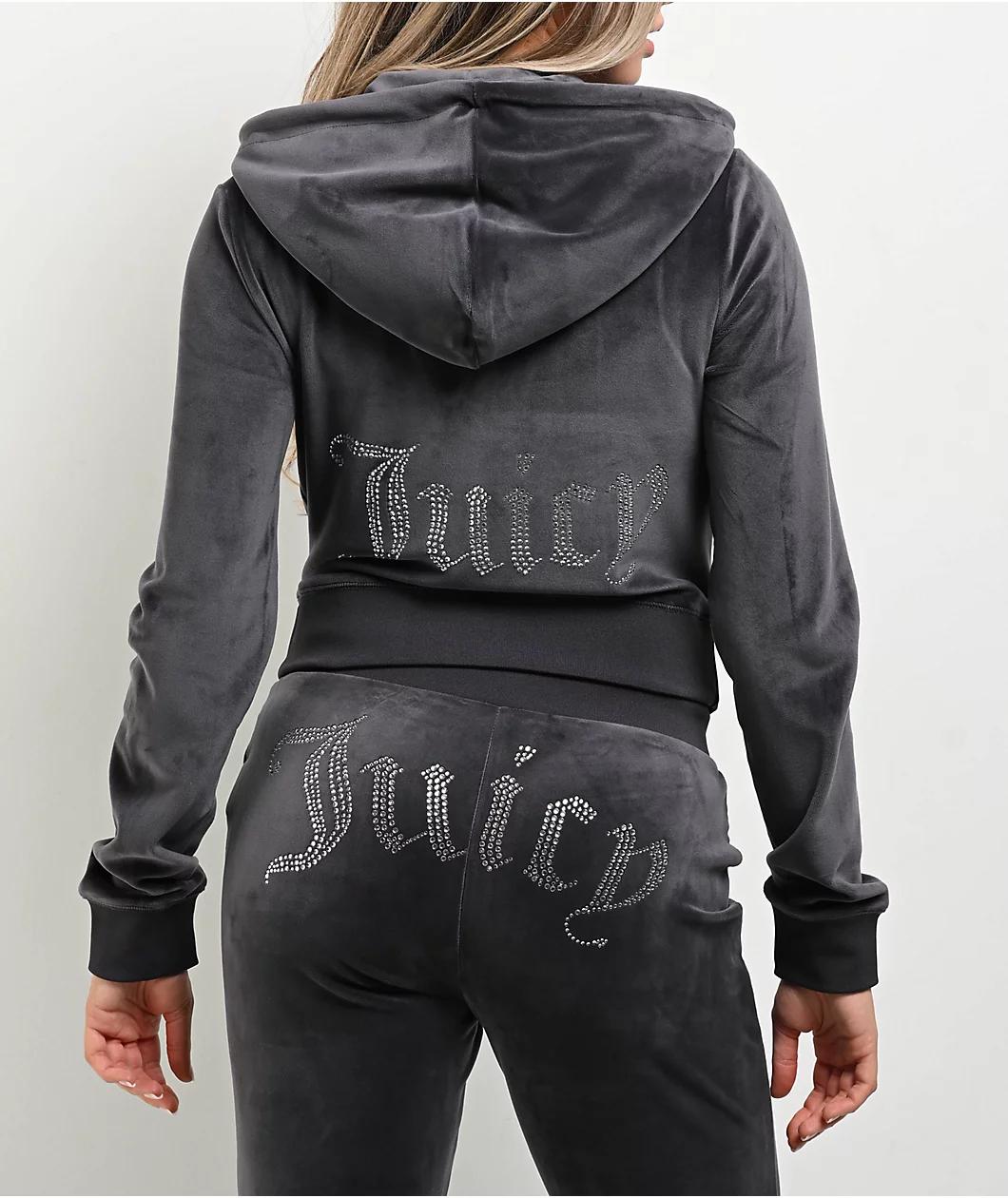 Juicy Couture OG Big Bling Titanium Velour Zip Hoodie Product Image