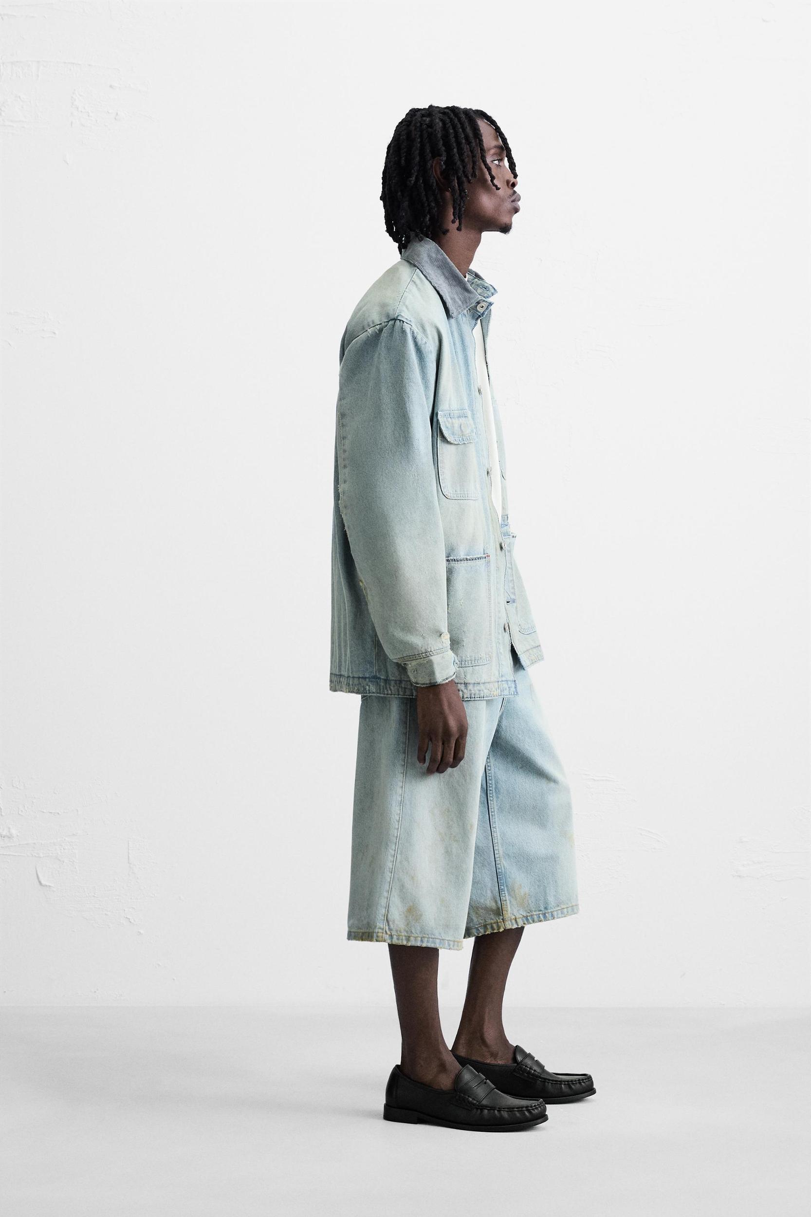 VINTAGE EFFECT BAGGY FIT DENIM SHORTS Product Image