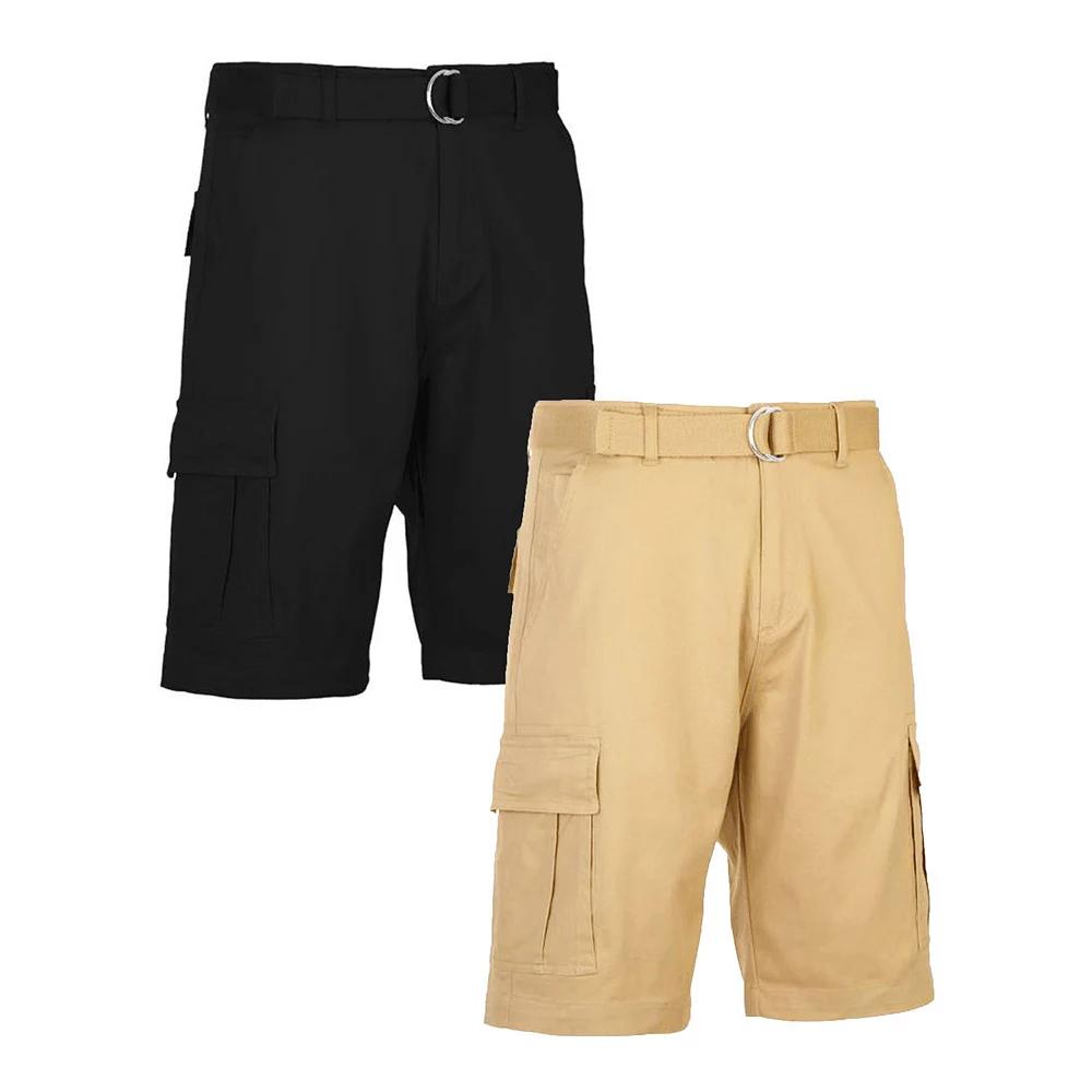 Men's Blu Rock 11.5" Men's Slim Fit Stretch Belted Cargo Shorts 2-Pack,  Product Image