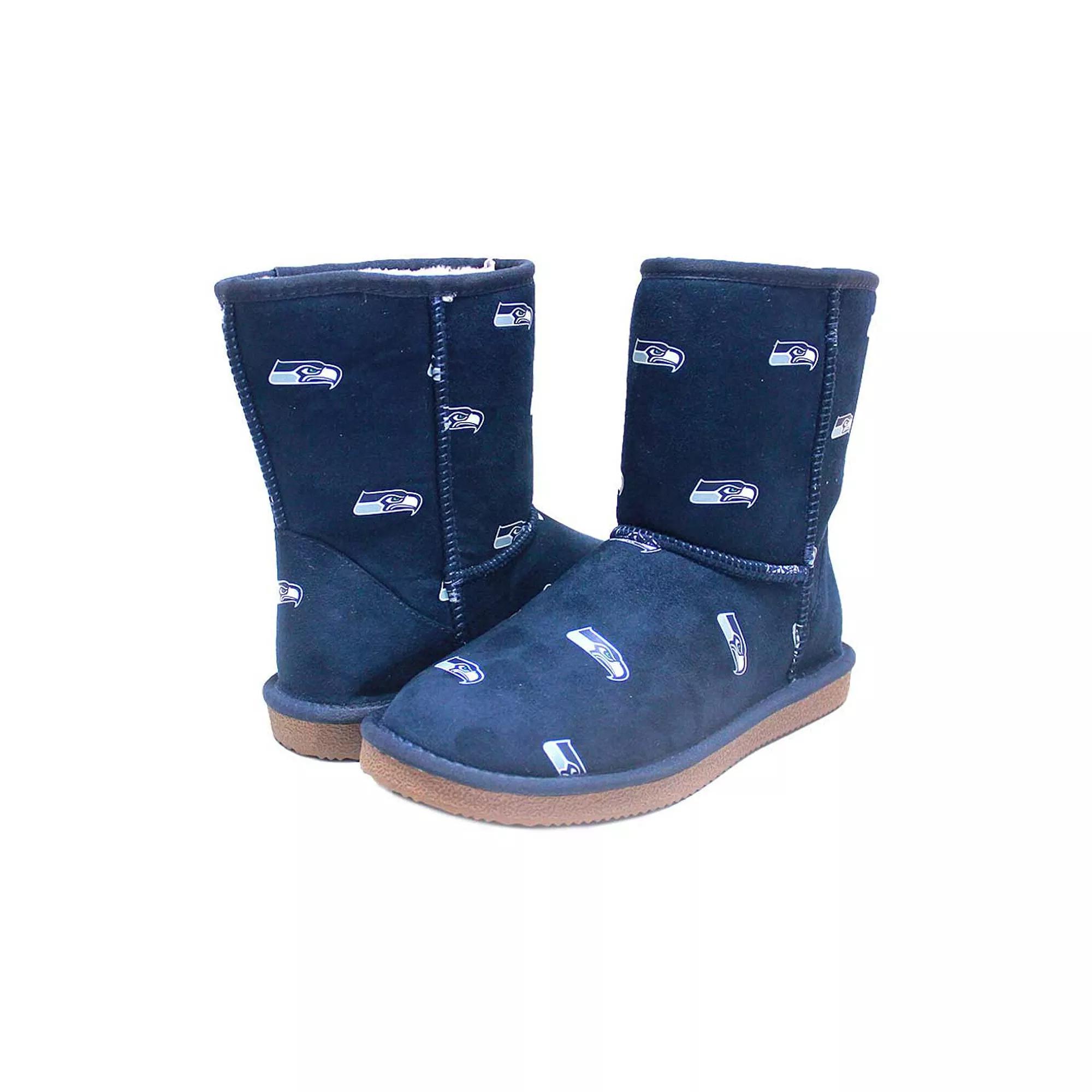 Women's Cuce Navy Seattle Seahawks Allover Logo Boots,  Product Image
