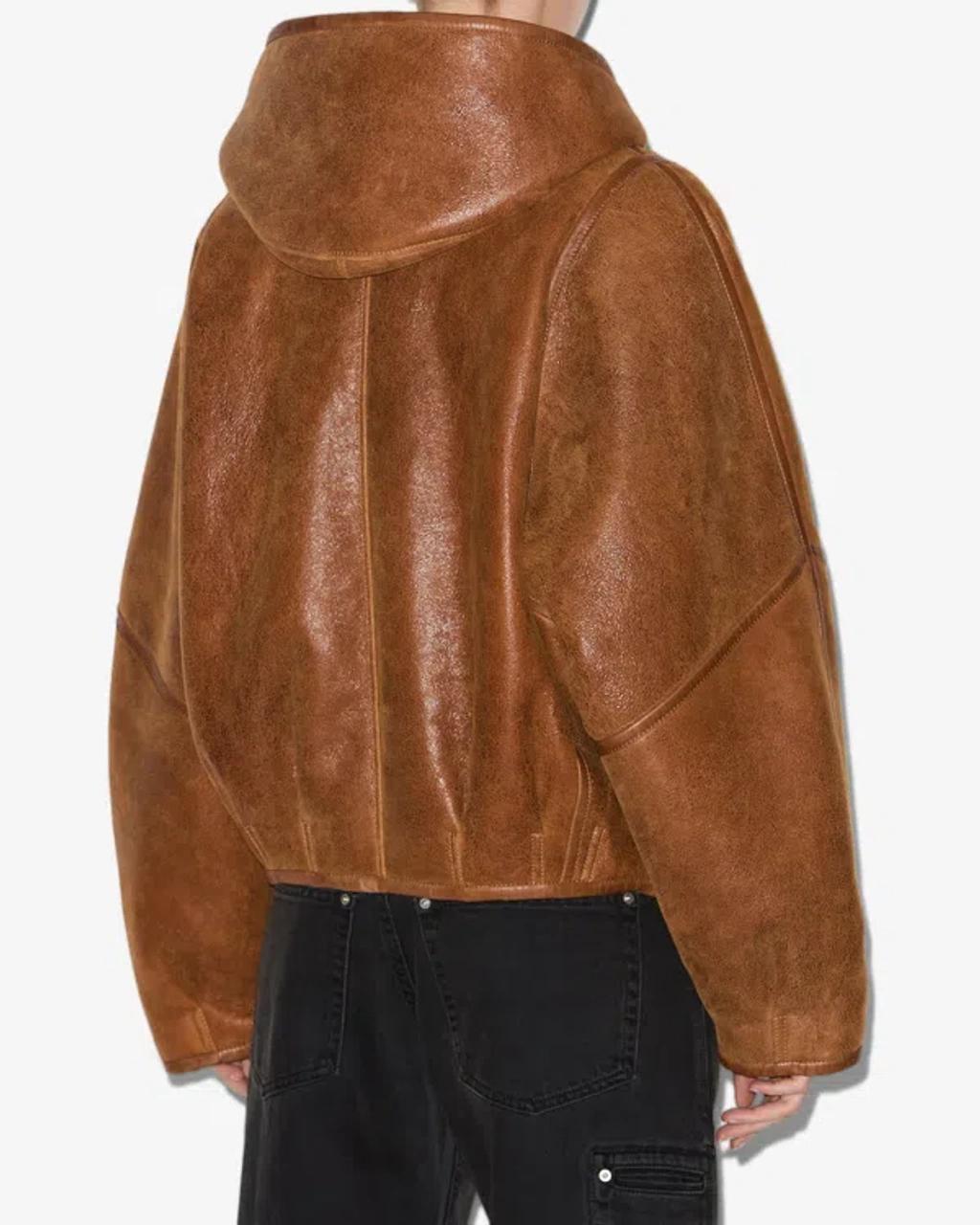 ISABEL MARANT Amiel Leather-trimmed Shearling Hooded Jacket In Brown Product Image