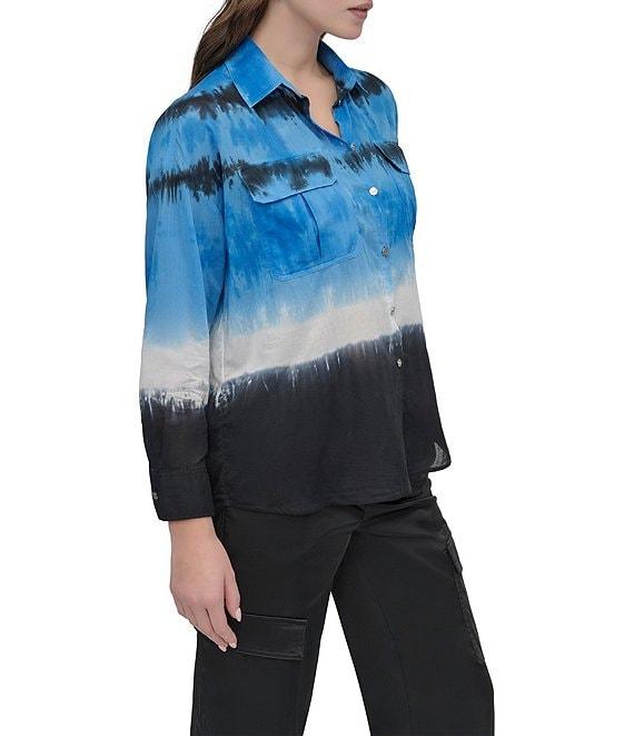 DKNY by Donna Karan Tie Dye Cotton Long Sleeve Button Front Shirt Product Image