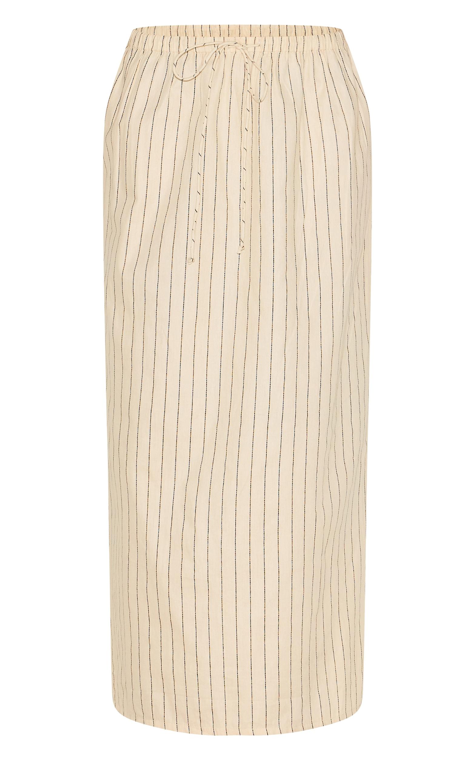 Petite Stone Cotton Drawstring Tie Maxi Skirt Product Image