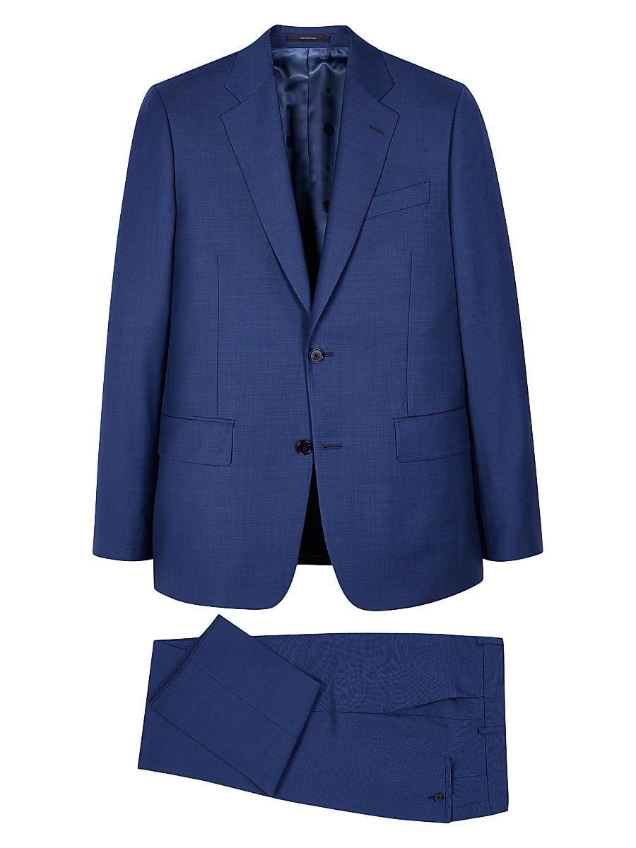 Mens Tailored-Fit Two-Button Wool Suit Product Image
