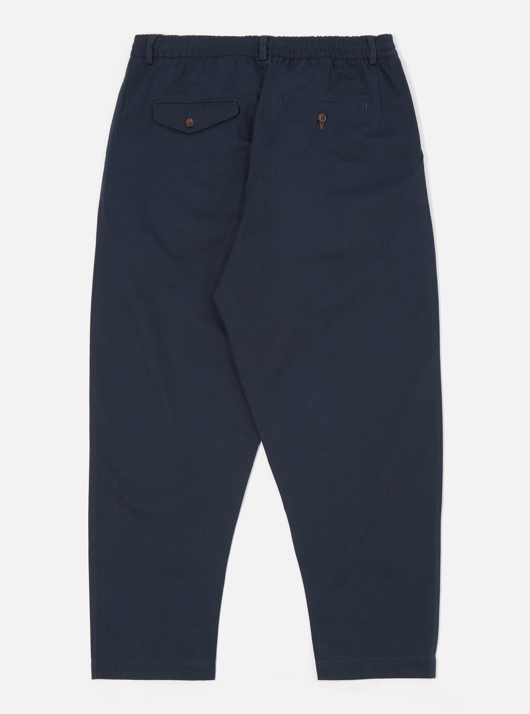 Navy Twill Pleated Track Pant Product Image