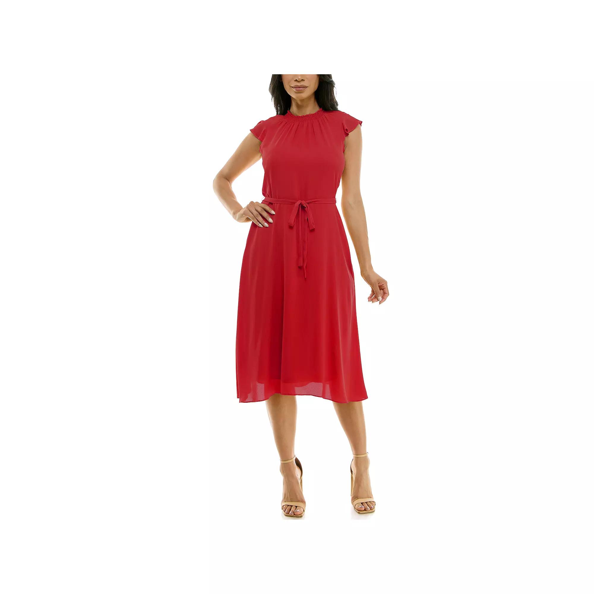 Women's Nina Leonard Mockneck Chiffon Dress,  Product Image