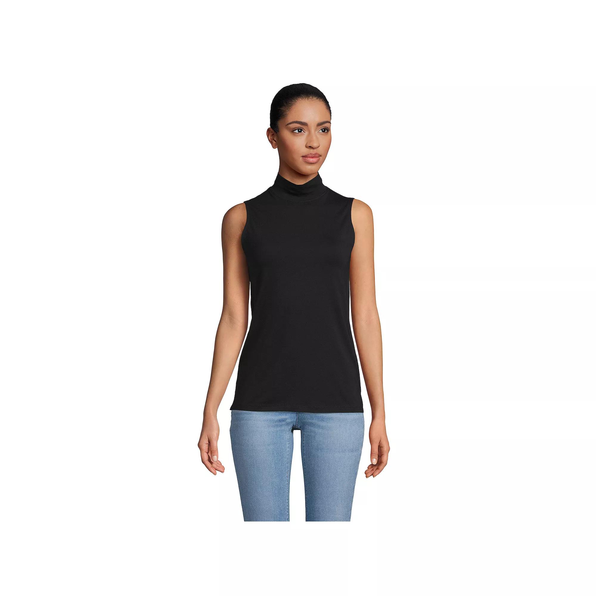Women's Lands' End Sleeveless Mockneck Top, Size: Small, Black Product Image