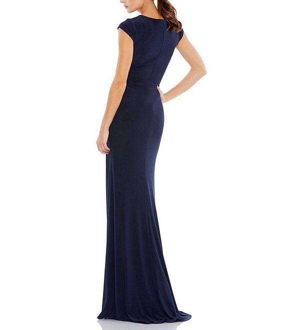 Mac Duggal Cap Sleeve Twist Front Jersey Column Gown Product Image