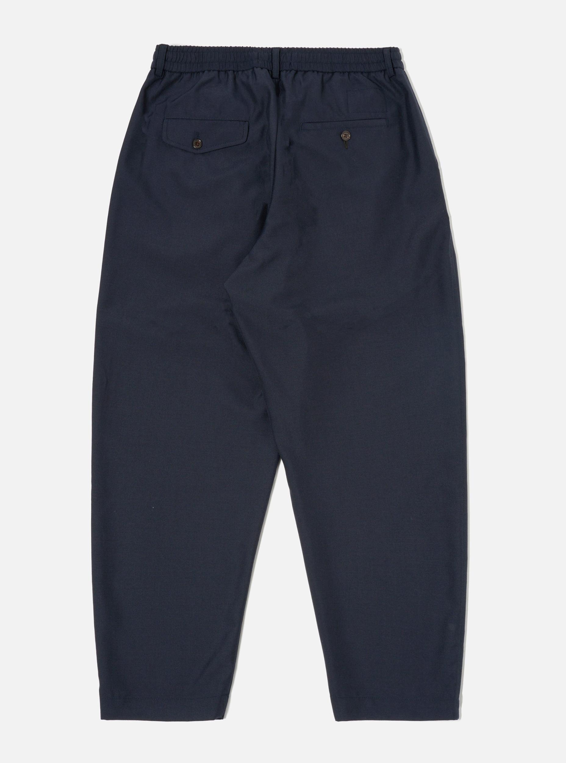 Navy Tropical Suiting Pleated Track Pant Product Image
