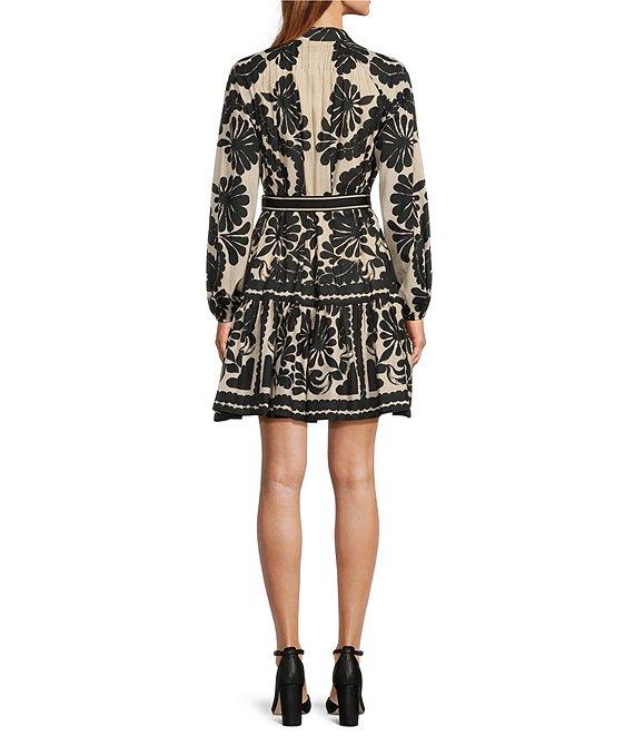 Antonio Melani Brynn Printed Cotton Voile Printed Mock Neck Long Sleeve Drop Waist Dress Product Image