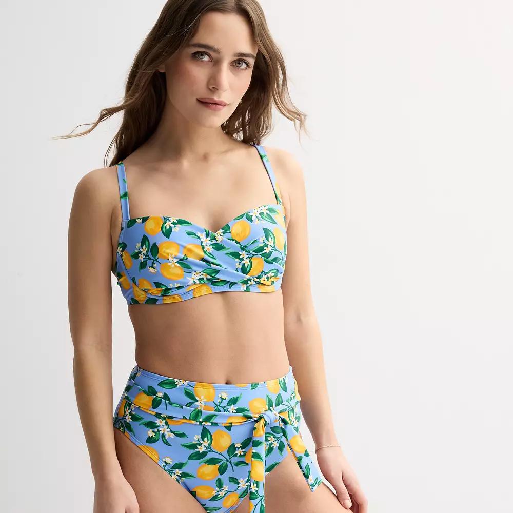 Women's Draper James Twist Underwire Bikini Top, Size: XL, Yellow Blossom Product Image