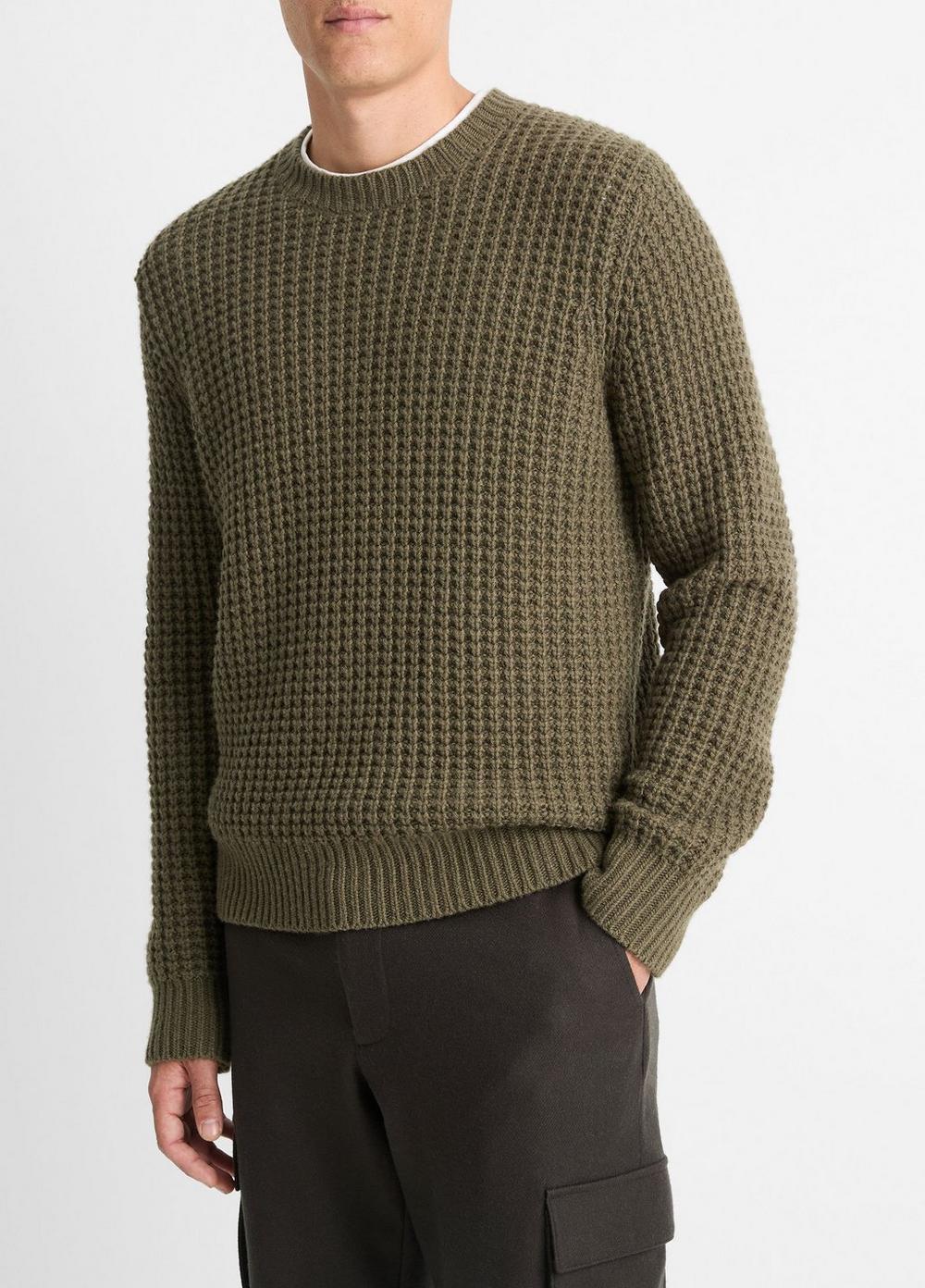 Mens Macro-waffle Crew Neck Sweater Vince Product Image
