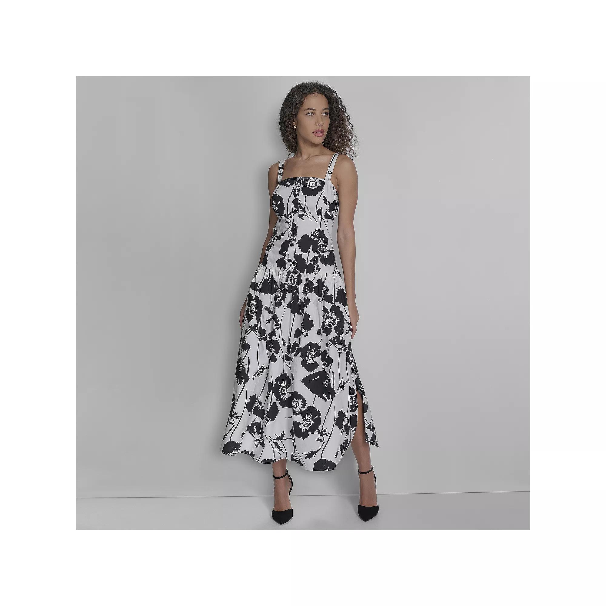 Women's La Nouvelle Renaissance Pockets Drop Waist Tank Dress, Size: 8, White Black Flower Product Image