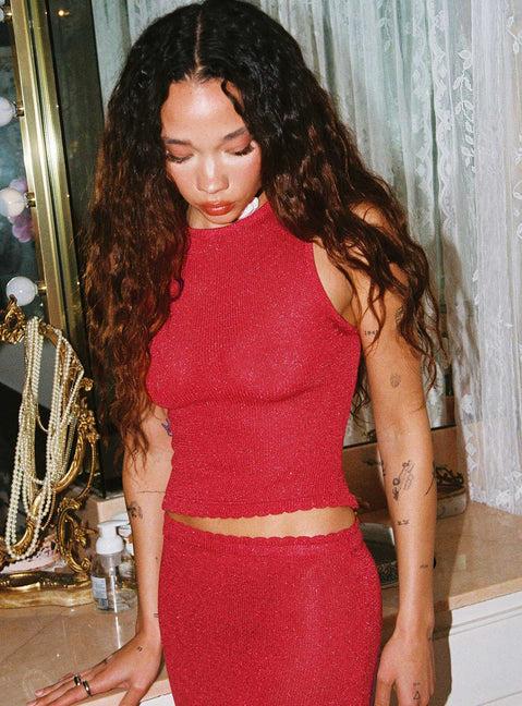 Hugs & Kisses Knit Top Red Product Image