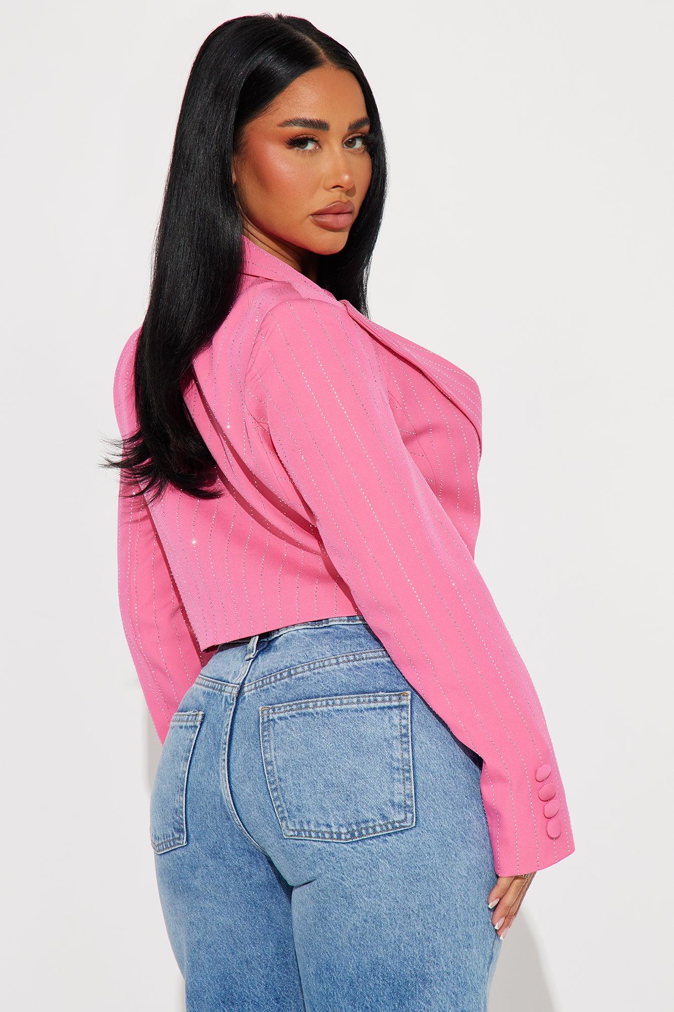 Catch Your Eye Rhinestone Blazer - Pink Product Image