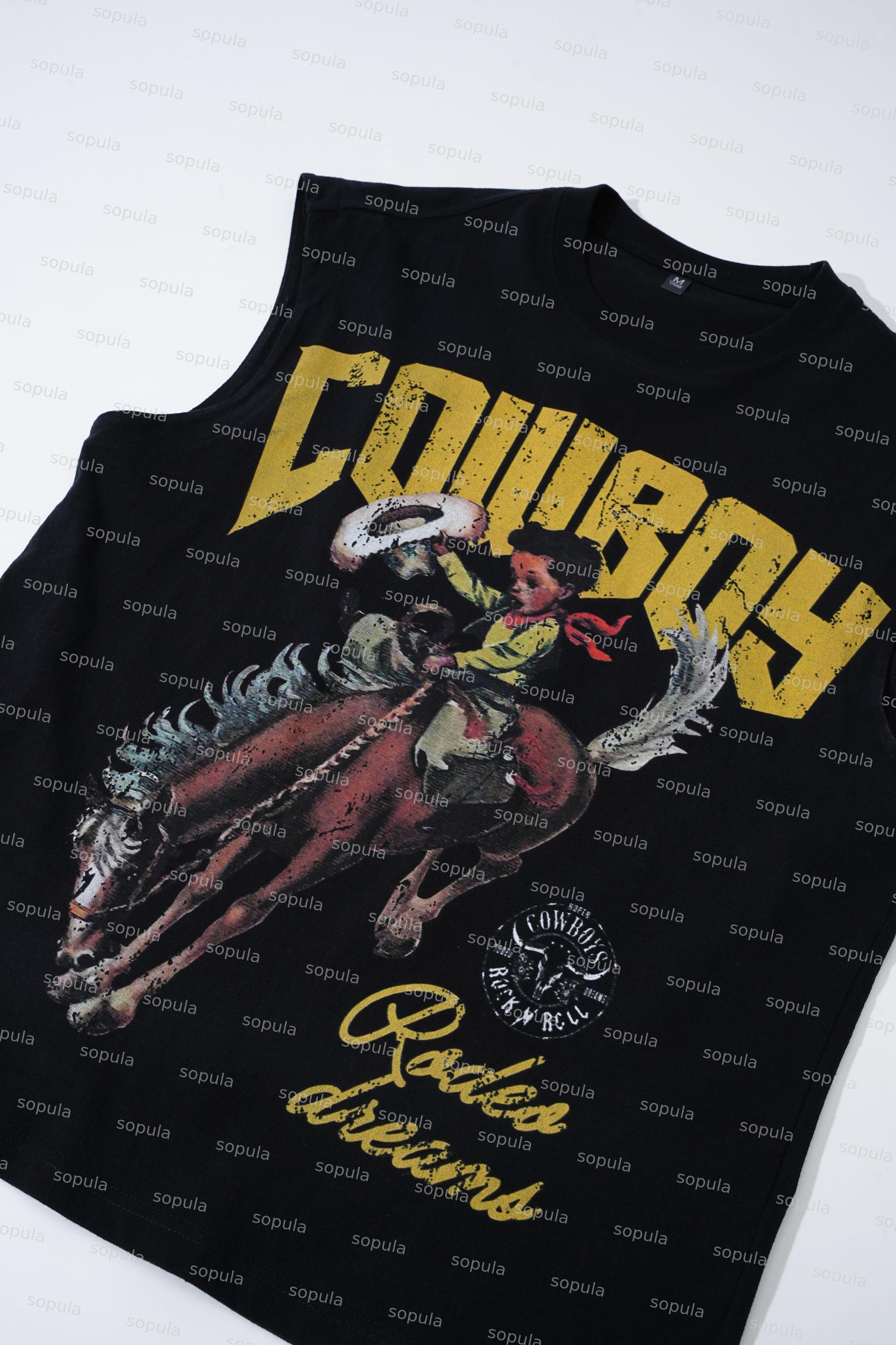 Cowboy Rodeo Dreams Print Tank Top Product Image