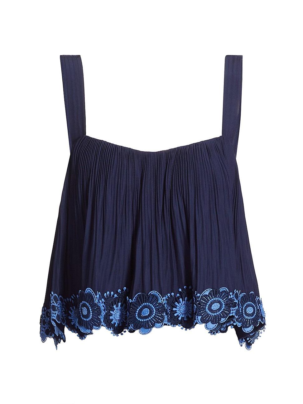 Womens Elizabeth Pleated Floral Hem Top Product Image