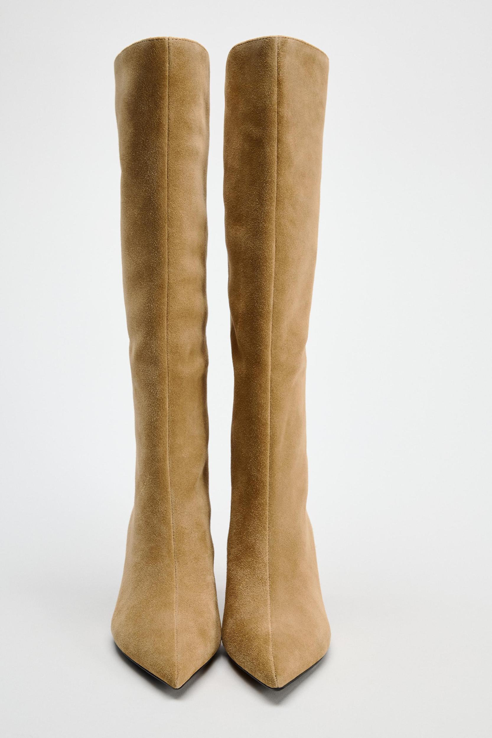 SPLIT LEATHER HEELED BOOTS Product Image
