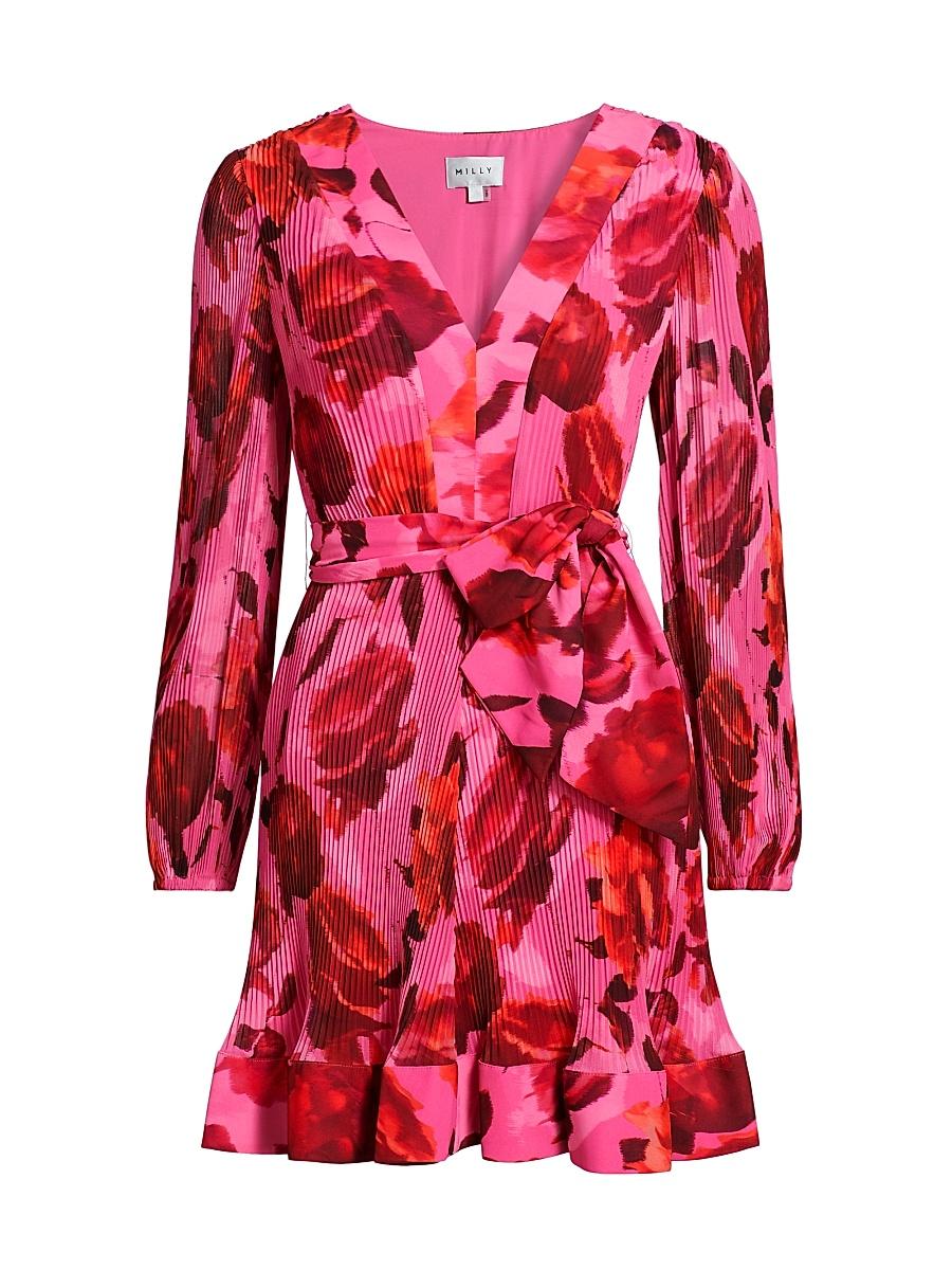 Womens Liv Blurred Blossom Pleated Minidress Product Image