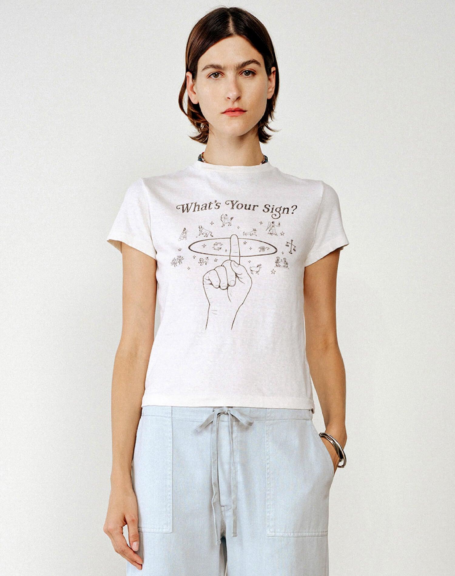 Classic "What's Your Sign" Tee - Vintage White Female Product Image
