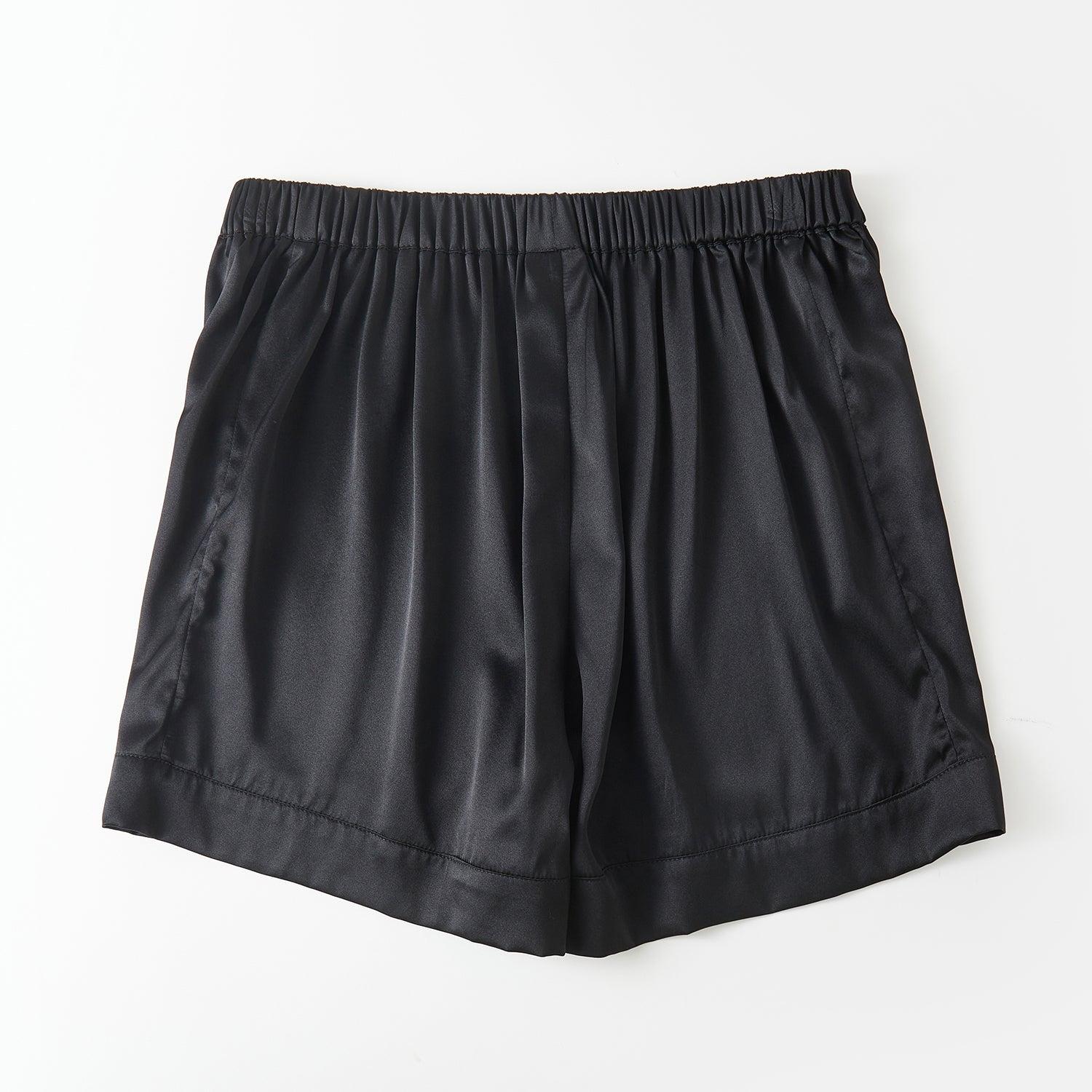 Black Pure Mulberry Silk Cowl Neck Camisole | High Waist Shorts | Lingerie Set | Spaghetti Strap Top | Bridesmaids Gift | Soar Collection Product Image