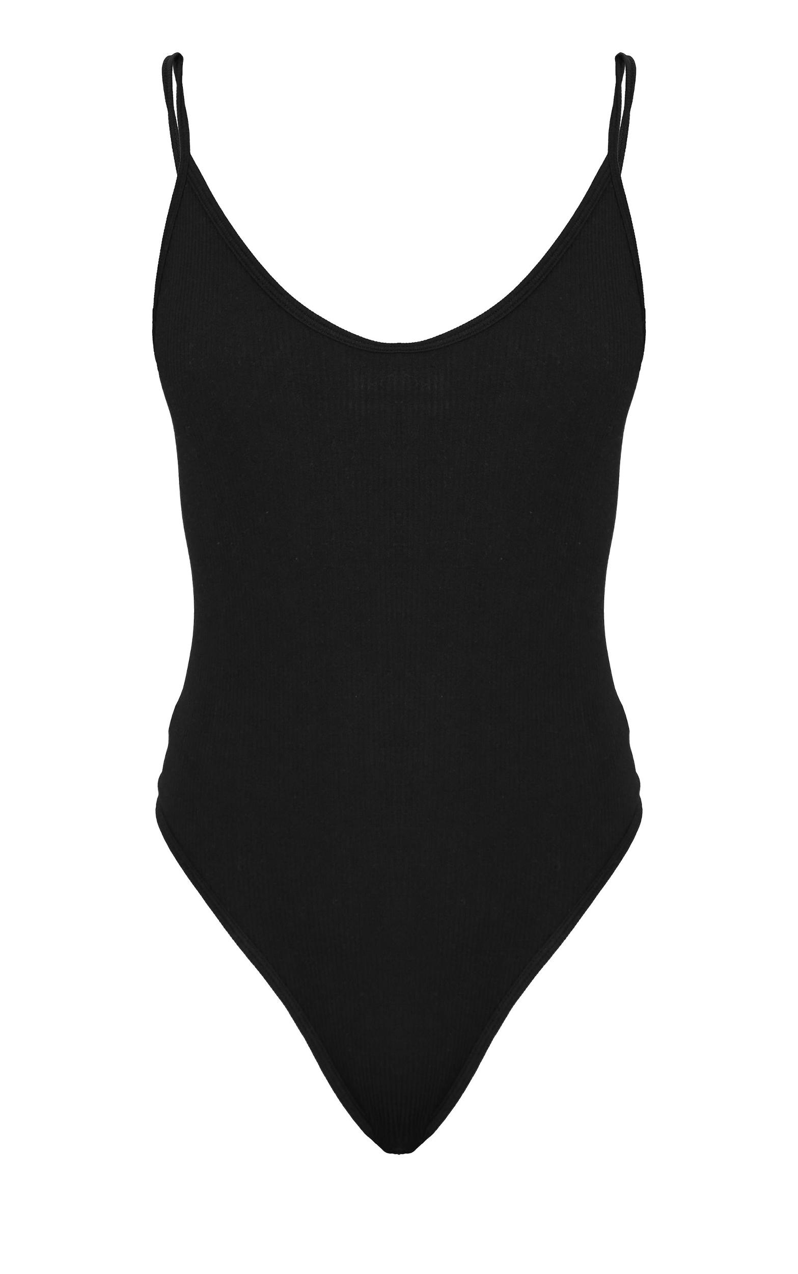 Black Snatched Rib Strappy Bodysuit Product Image