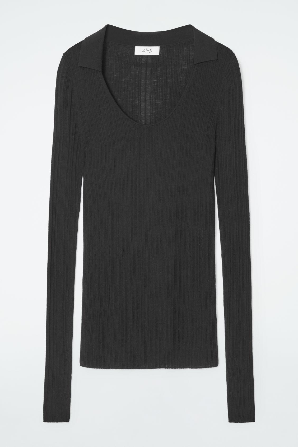 THE OPEN-COLLAR MERINO WOOL TOP Product Image