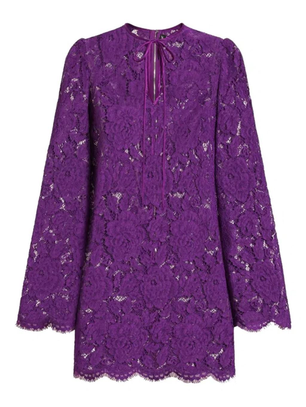 DOLCE & GABBANA Cordonetto Lace Short Dress In Purple Product Image