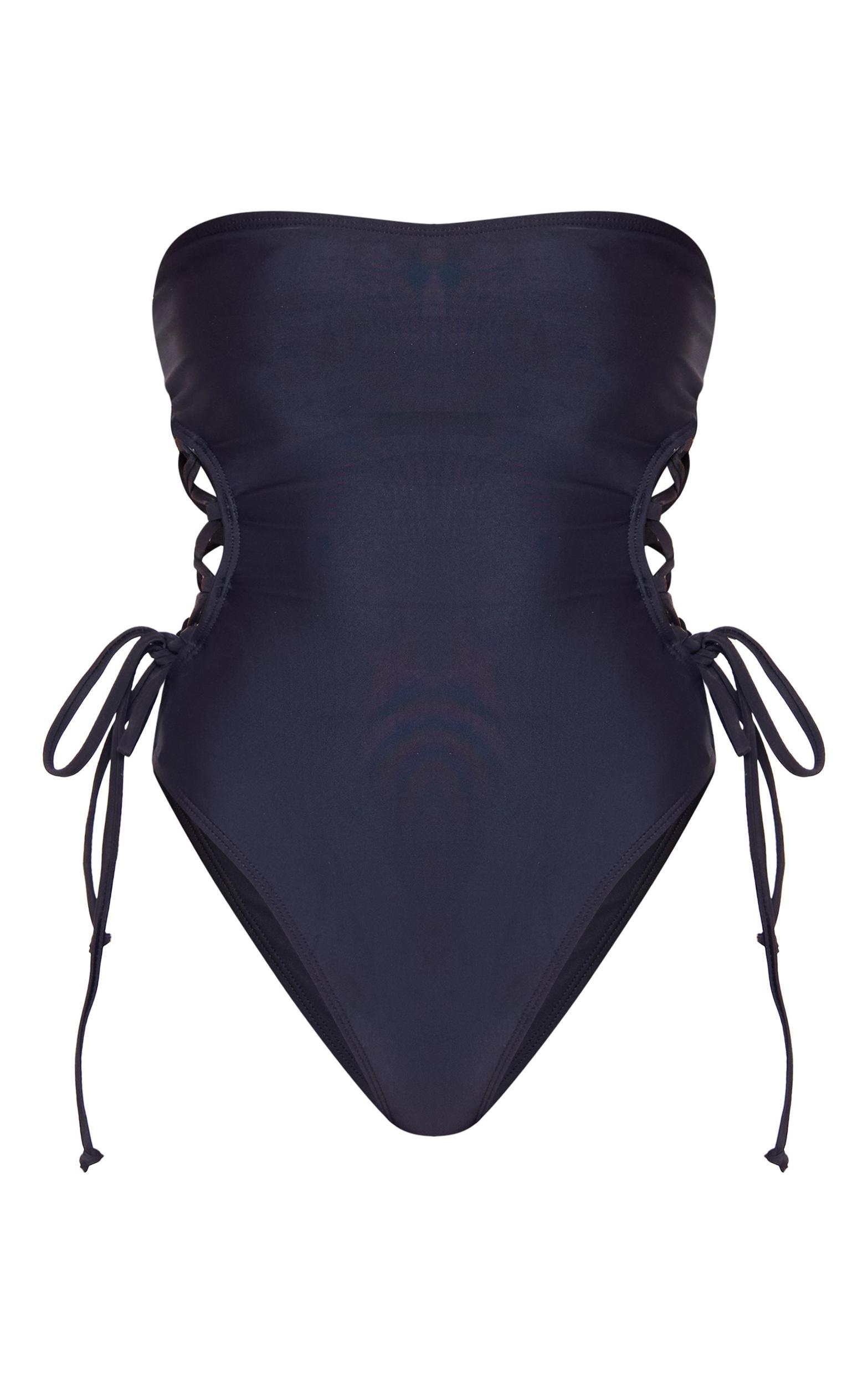 Black Bandeau Tie Side Swimsuit Product Image