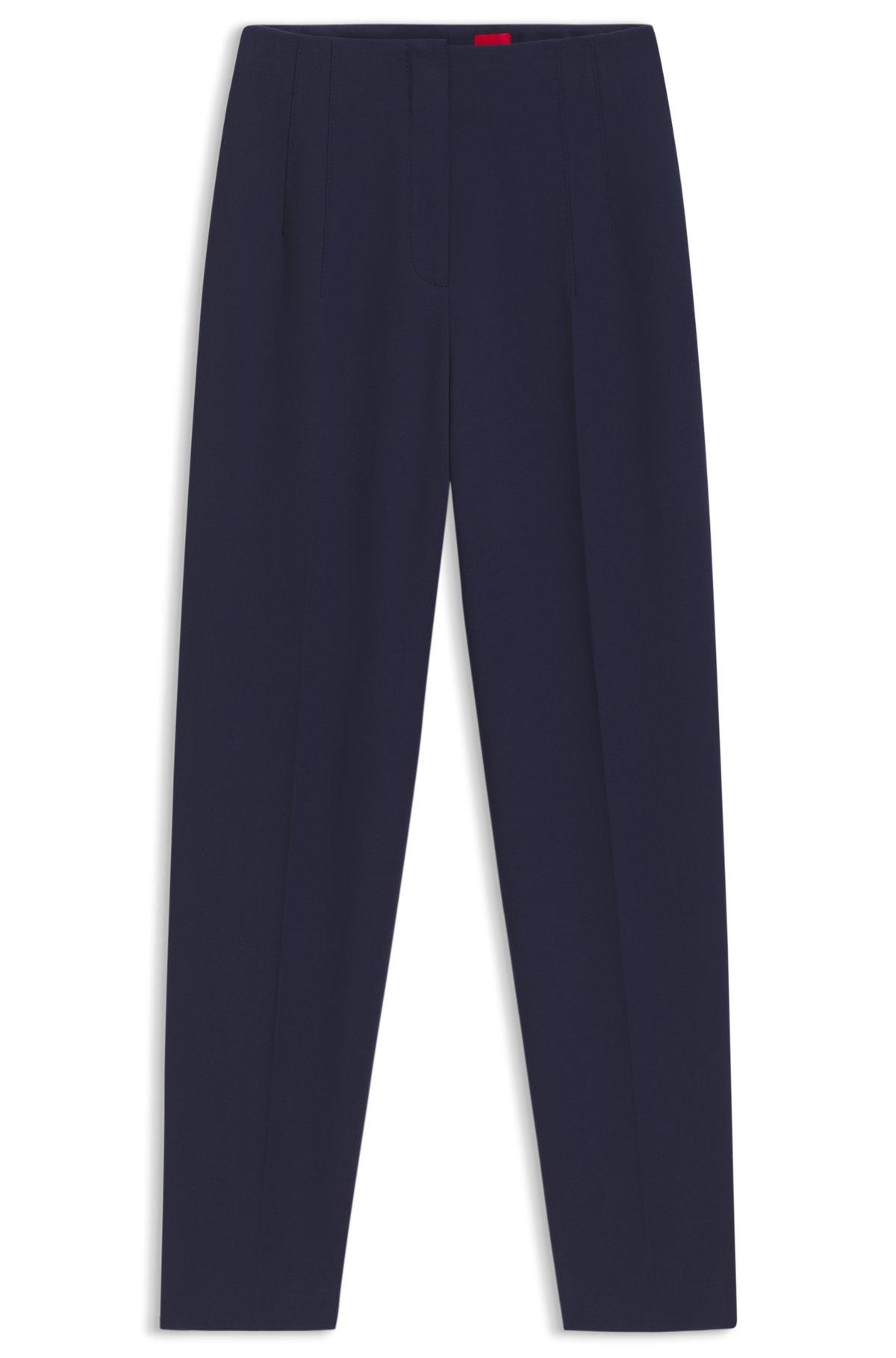 HUGO - Regular-fit pants with wide leg in stretch fabric - Dark Blue Product Image