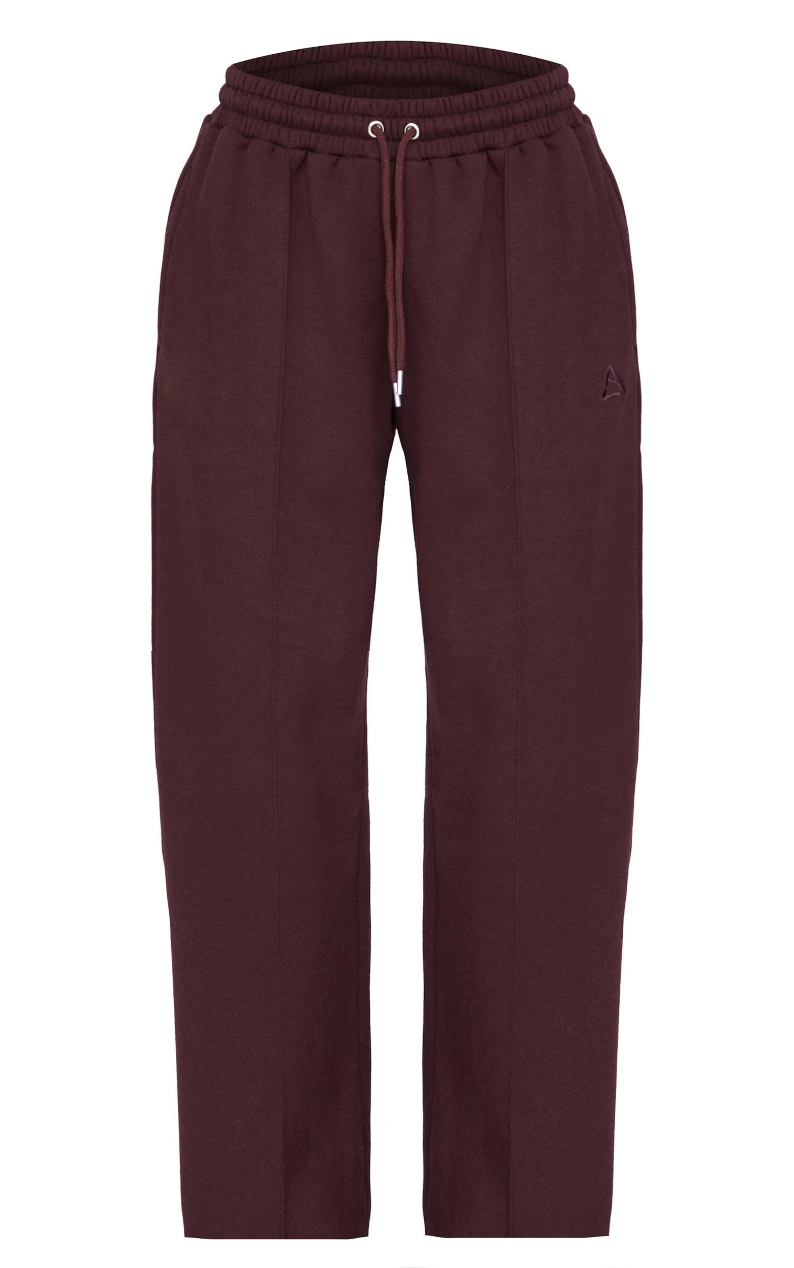Dark Chocolate Embroidered Straight Leg Sweatpants Product Image