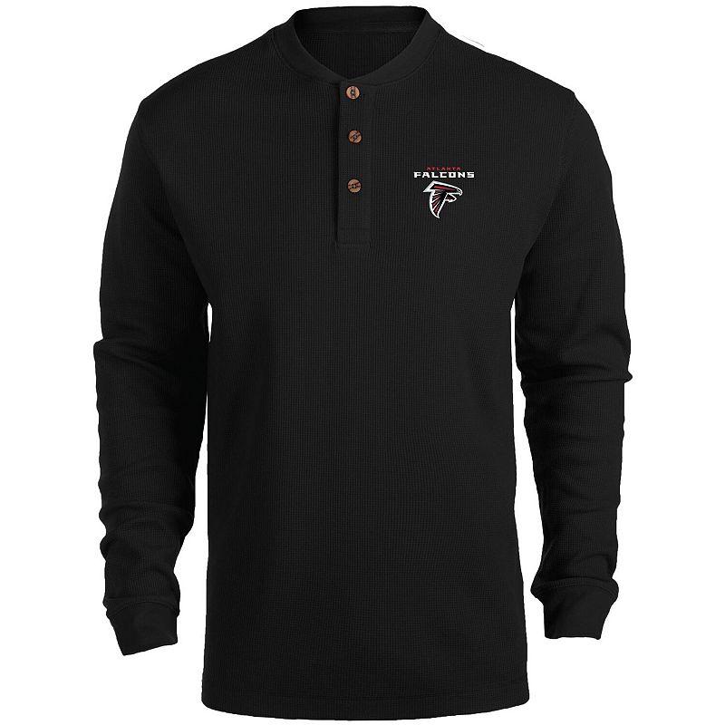 Men's Dunbrooke Black Atlanta Falcons Logo Maverick Thermal Henley Long Sleeve T-Shirt,  Product Image