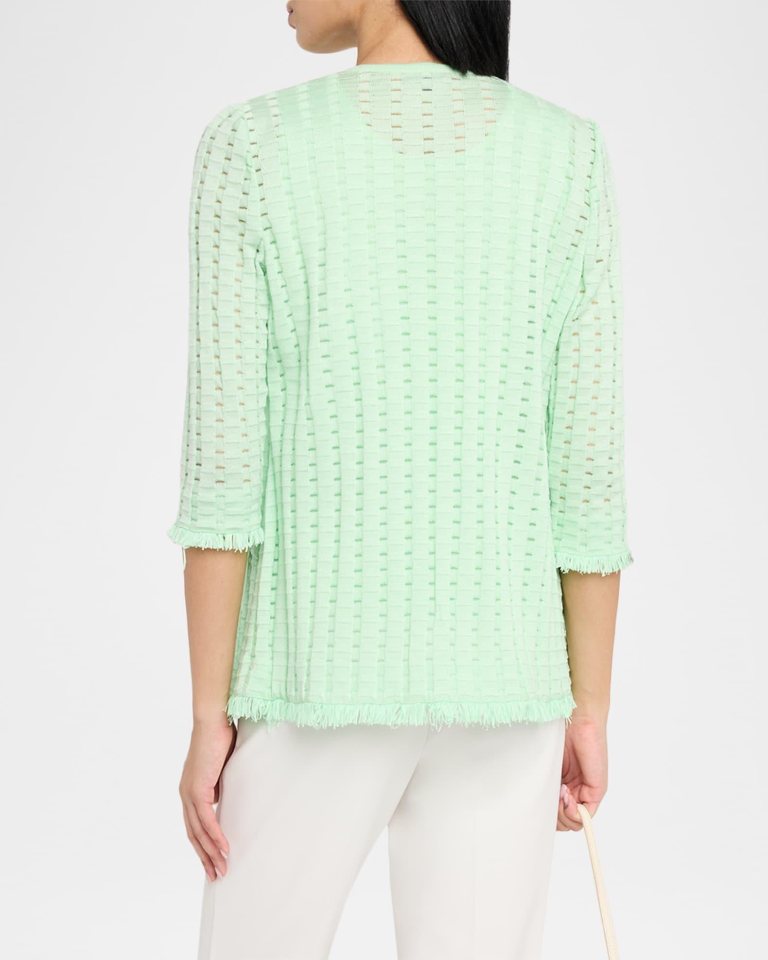 Heritage Fringe-Trim Tonal Burnout Knit Jacket Product Image