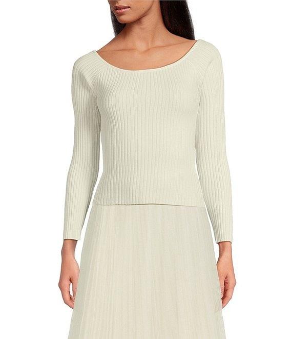 Lucy Paris Boatneck Long Sleeve Over the Shoulder Sweater Product Image