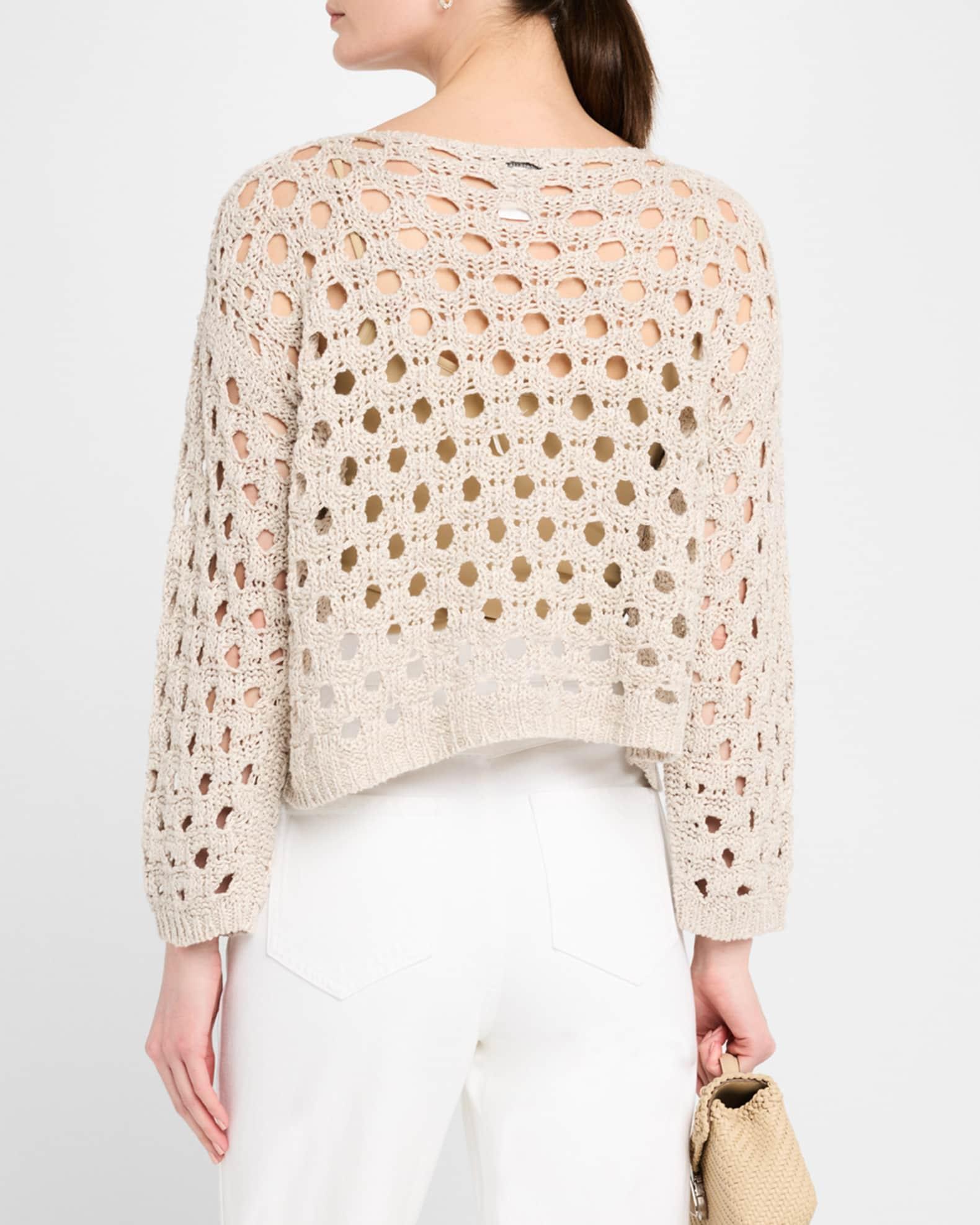 Bateau-Neck Open Knit Sweater Product Image