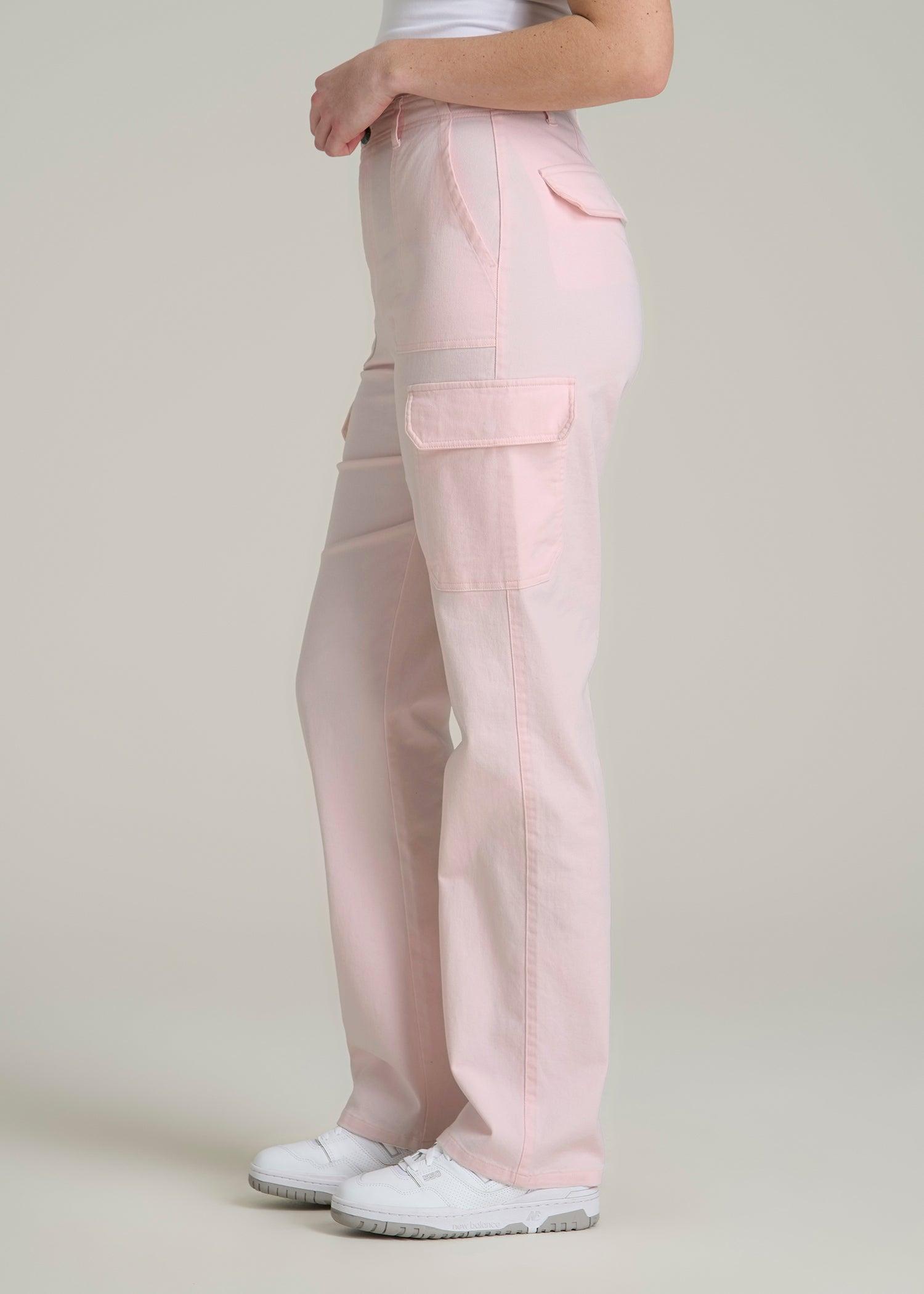 Straight Leg Cargo Chino Pants for Tall Women in Barely Pink Female Product Image