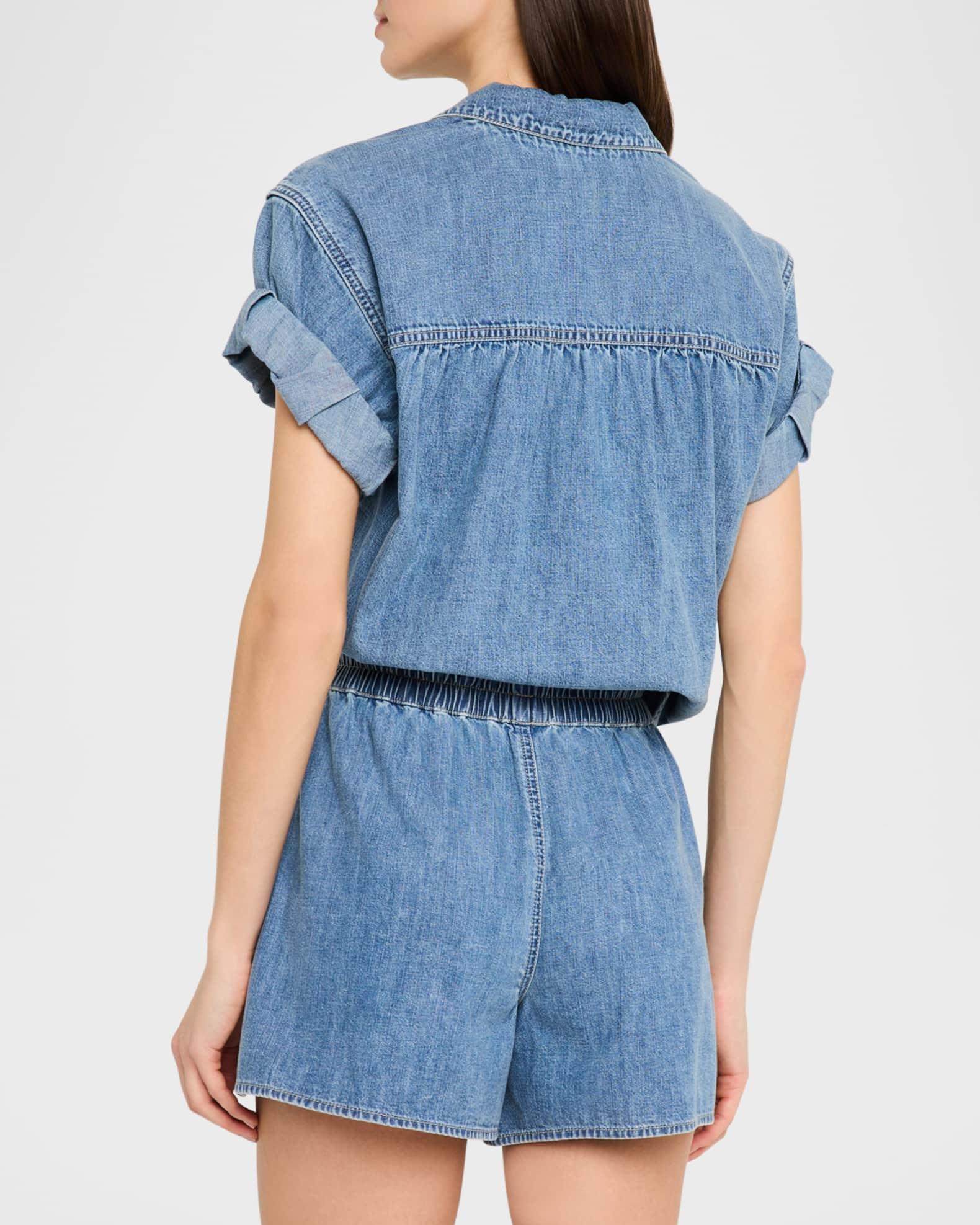Ilene Denim Cuff-Sleeve Top  Product Image
