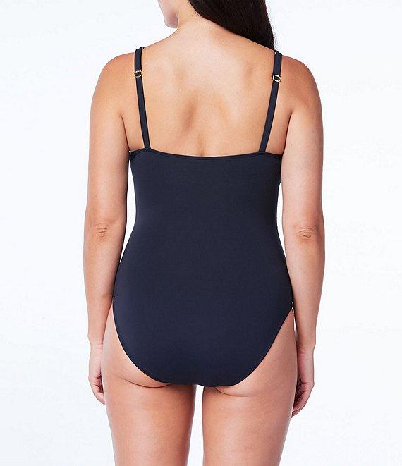Bleu Rod Beattie Solid Kore Scoop Neck Side Shirred Underwire One Piece Swimsuit Product Image