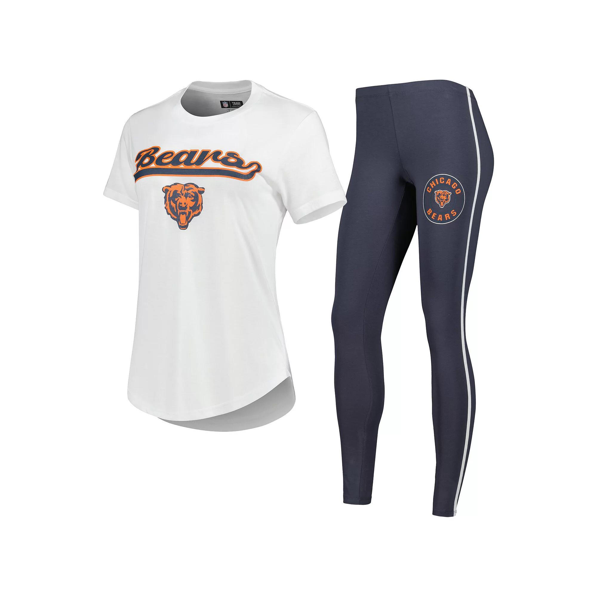 Women's Concepts Sport White/Charcoal Chicago Bears Sonata T-Shirt & Leggings Sleep Set,  Product Image