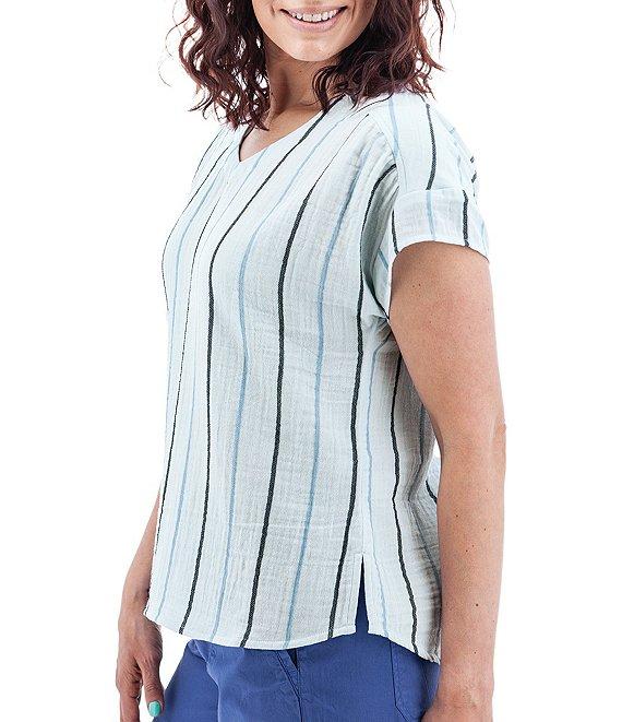 Aventura Kelford Striped V-Neckline Short Sleeve Top Product Image