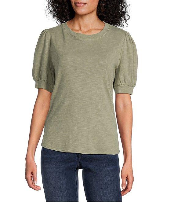 Tommy Bahama Ashby Isles Slub Rib Crew Neck Short Puff Sleeve Top Product Image